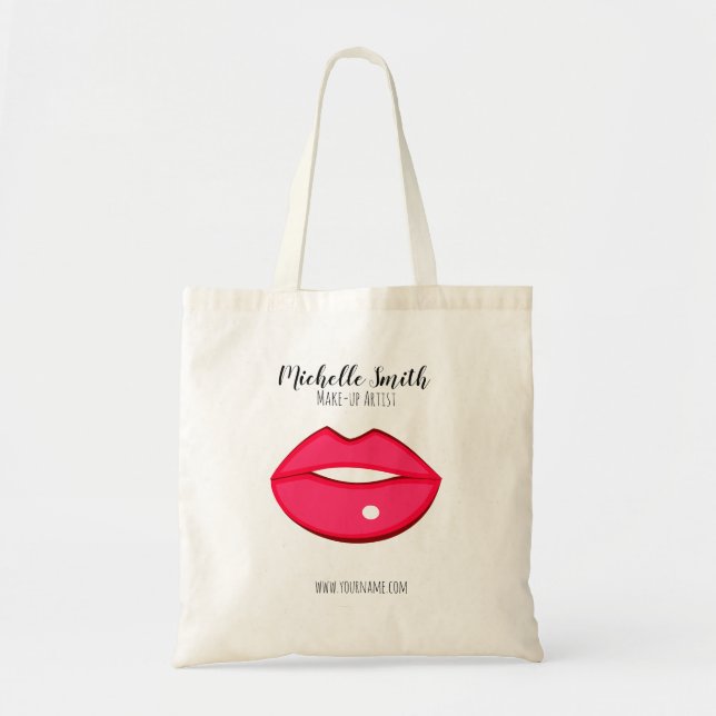 Hot Pink lips design Make-up artist Tote Bag (Front)