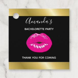 Hot Pink Lips Glamourous Gold gradient Borders Favour Tags