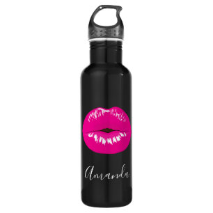 Hot Pink Lips Glamourous Illustration 710 Ml Water Bottle