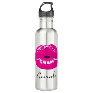 Hot Pink Lips Glamourous Illustration 710 Ml Water Bottle