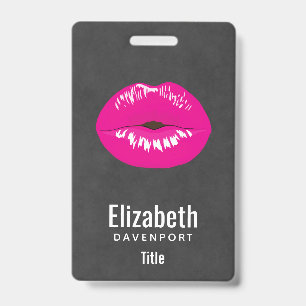 Hot Pink Lips Glamourous Illustration Badge
