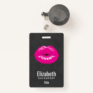 Hot Pink Lips Glamourous Illustration Badge