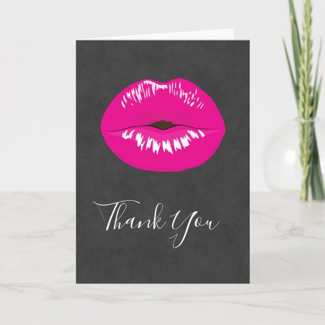 Hot Pink Lips Glamourous Illustration Card (Front)