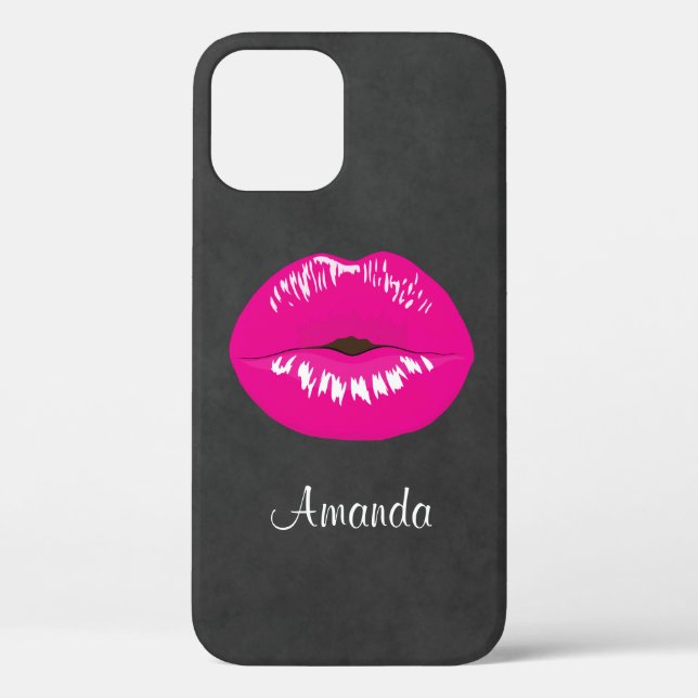 Hot Pink Lips Glamourous Illustration Case-Mate iPhone Case (Back)