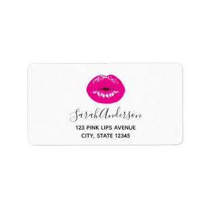Hot Pink Lips Glamourous Illustration Label