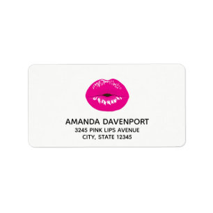 Hot Pink Lips Glamourous Illustration Label