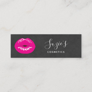 Hot Pink Lips Glamourous Illustration Mini Business Card