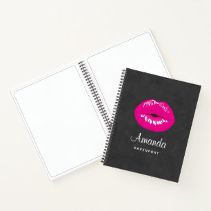Hot Pink Lips Glamourous Illustration Notebook