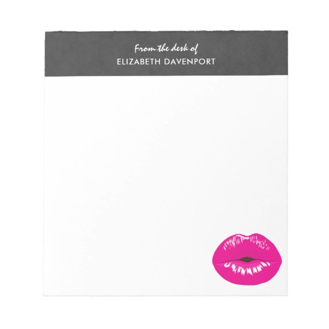 Hot Pink Lips Glamourous Illustration Notepad (Front)