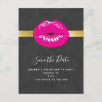 Hot Pink Lips Glamourous Illustration Save the Dat