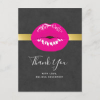 Hot Pink Lips Glamourous Illustration Thank You