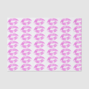 Hot Pink Lips Kiss Pattern Tissue Paper