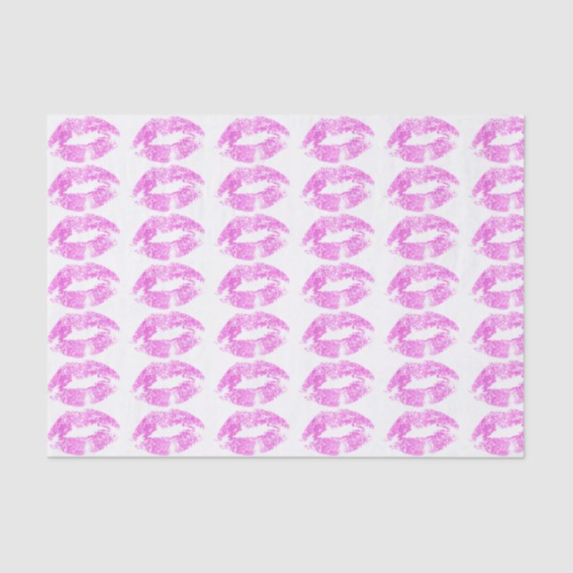 Hot Pink Lips Kiss Pattern Tissue Paper (Front)