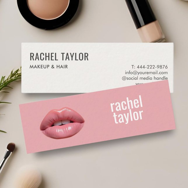 Hot Pink Lips Makeup Business Card (Creator Uploaded)