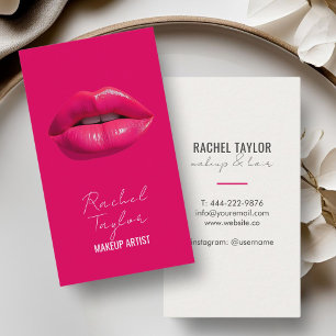 Hot Pink Lips Makeup Business Card