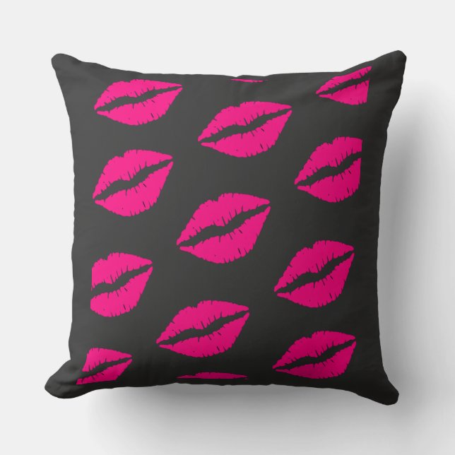 Hot Pink Lips Pattern Graphic pillow (Front)