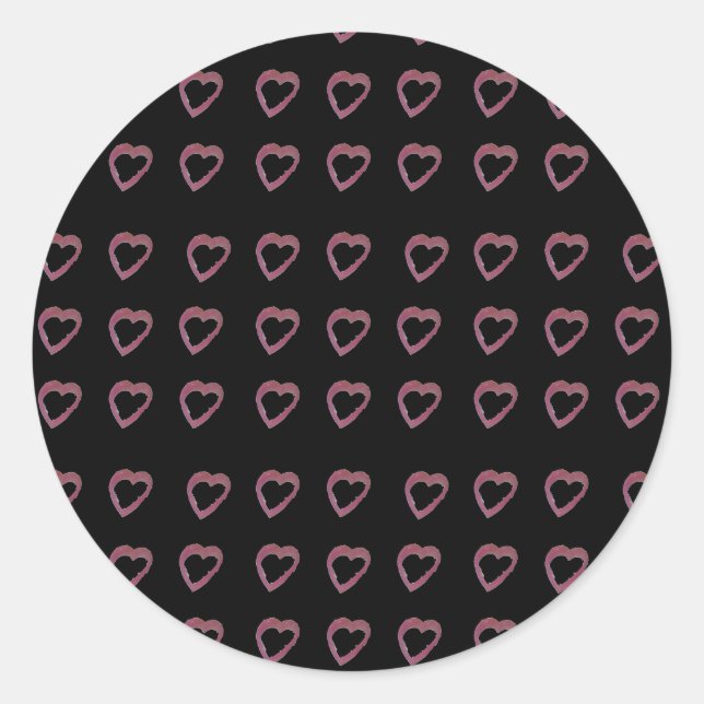 Hot Pink Lipstick Hearts Classic Round Sticker (Front)