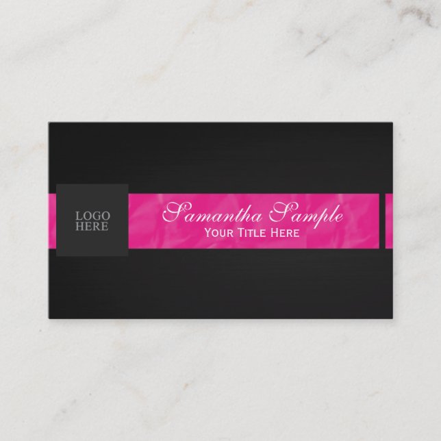Hot Pink Logo Business Card (Front)