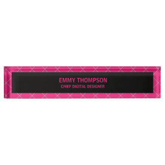Hot Pink Magenta Company Business Job Title Nameplate