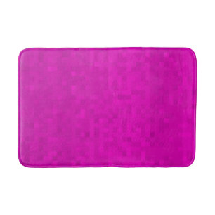 Hot Pink Magenta Mosaic Tiles Pattern, Bath Mat