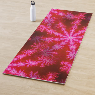 Hot Pink Magenta Starburst Psychedelic Fractal Yoga Mat