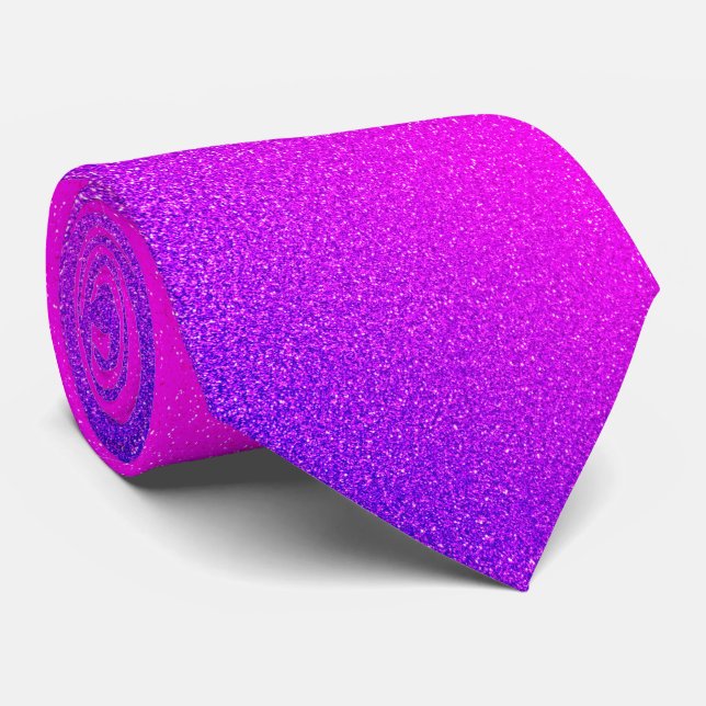 Hot Pink Magenta Violet Glitter Purple Colourful Tie (Rolled)