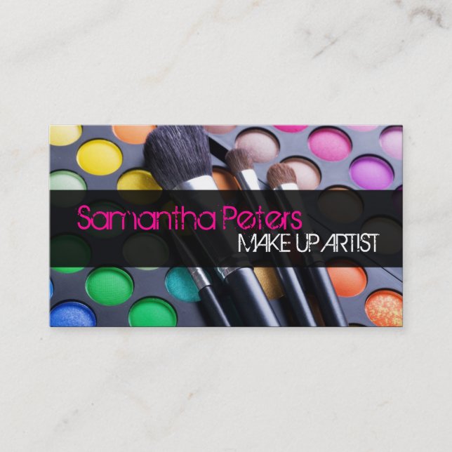 Hot Pink Make Up Artist Palette Business Card (Front)