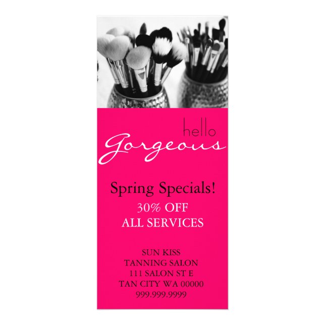 Hot Pink Makeup Artist Brush Salon Flyer Menu (Front)