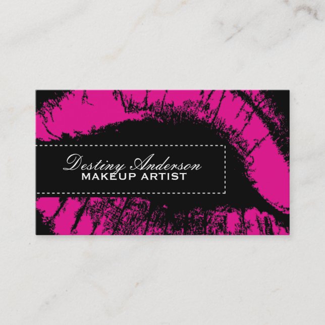 Hot Pink Makeup Business Cards (Front)