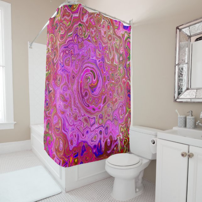 Hot Pink Marbled Colours Abstract Retro Swirl (In Situ)