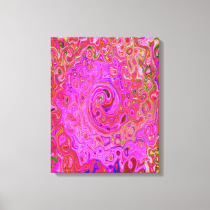 Hot Pink Marbled Colours Abstract Retro Swirl Canvas Print