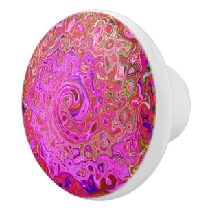 Hot Pink Marbled Colours Abstract Retro Swirl Ceramic Knob