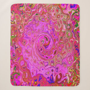 Hot Pink Marbled Colours Abstract Retro Swirl Sherpa Blanket