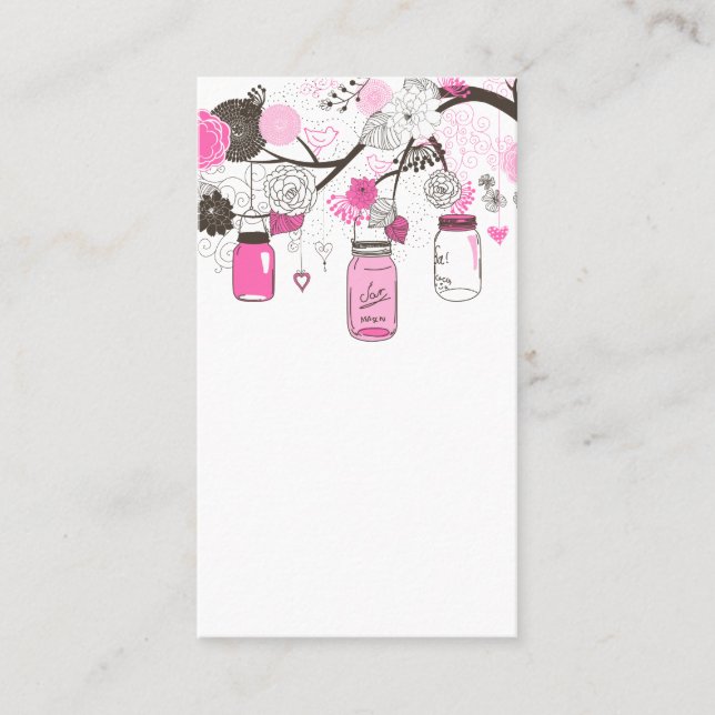 Hot Pink Mason Jars and Flowers Blank Insert Card (Front)