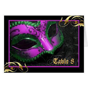 Hot Pink Masquerade Mask Table Number Card