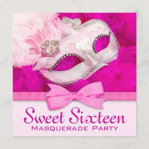 Hot Pink Masquerade Party Invitations