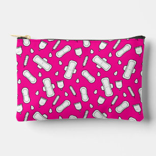 Hot Pink Menstrual Pad Pattern First Period Accessory Pouch