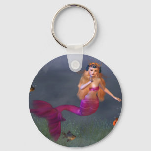 Hot Pink Mermaid Keychain