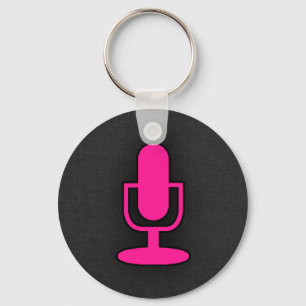 Hot Pink Microphone Keychain