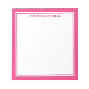 Hot Pink Minimalist Monogram Notepad
