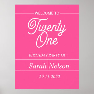 Hot Pink Modern 21st Birthday Party Poster