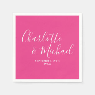 Hot Pink Modern Elegant Signature Wedding Napkin