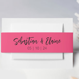 Hot Pink Modern Fun Wedding Invitation Belly Band