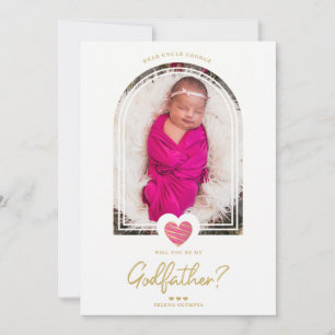 Hot Pink Modern Heart Golden Fake Effect Godfather