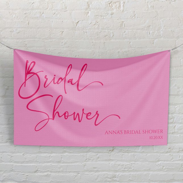 Hot Pink Modern Minimalist Bridal Shower Banner (Creator Uploaded)
