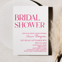 Hot Pink Modern Minimalist Bridal Shower 