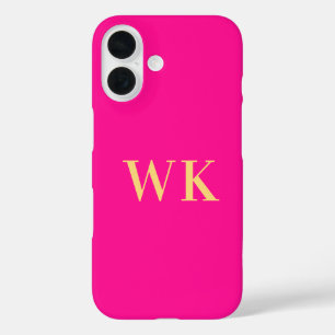 Hot Pink Modern Monogram Initials iPhone 16 Case