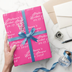 Hot Pink Modern Pattern Bride Bridal Shower Wrapping Paper