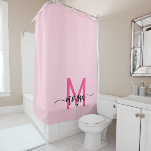 Hot Pink Modern Script Girly Monogram Name