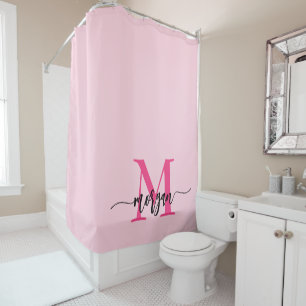 Hot Pink Modern Script Girly Monogram Name